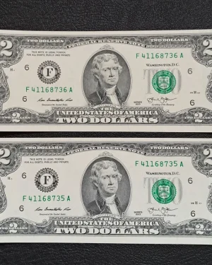 جفت اسکناس بانکی ۲ دلار آمریکا ۲۰۱۳