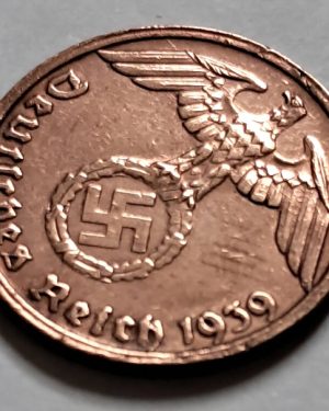 سکه کوچک 1 فنیگ آلمان نازی هیتلر ۱۹۳۹ ضرب