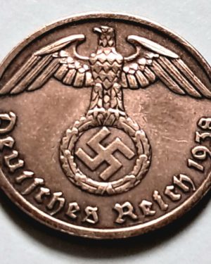 سکه کوچک 1 فنیگ آلمان نازی هیتلر ۱۹۳۸ ضرب برلین